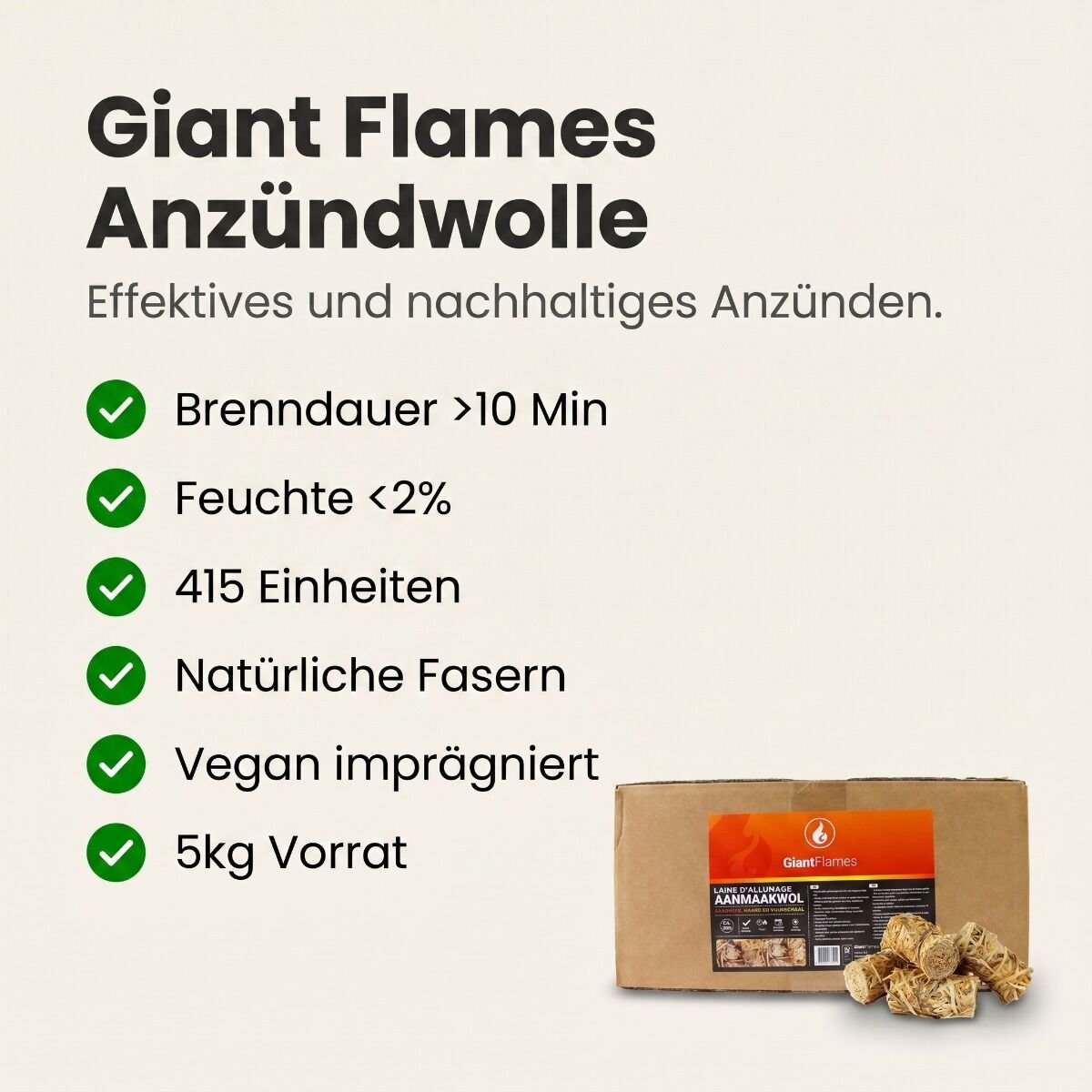 Produktansicht 5 zu Anzündwolle von Giant Flames – Anzündwolle Box ca 415 Einheiten (5kg)