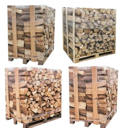Produktansicht 1 zu Brennholz – 4 – Paletten (2 Weißeiche + 2 Buche/Hainbuche) – 40 cm Stämme