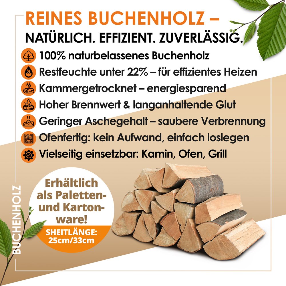 Produktansicht 2 zu Brennholz – Buche kammergetrocknet 1,6 SRM (1 RM) | Scheitlänge 25 cm