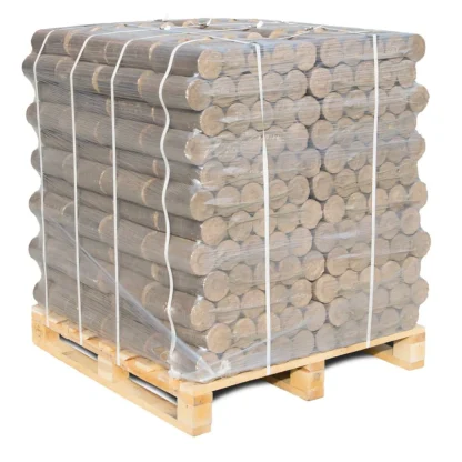 Briketts in ausgewählter Ausführung – PREMIUM Hartholz Holzbriketts rund 96x10kg , 960kg Palette – Produktansicht