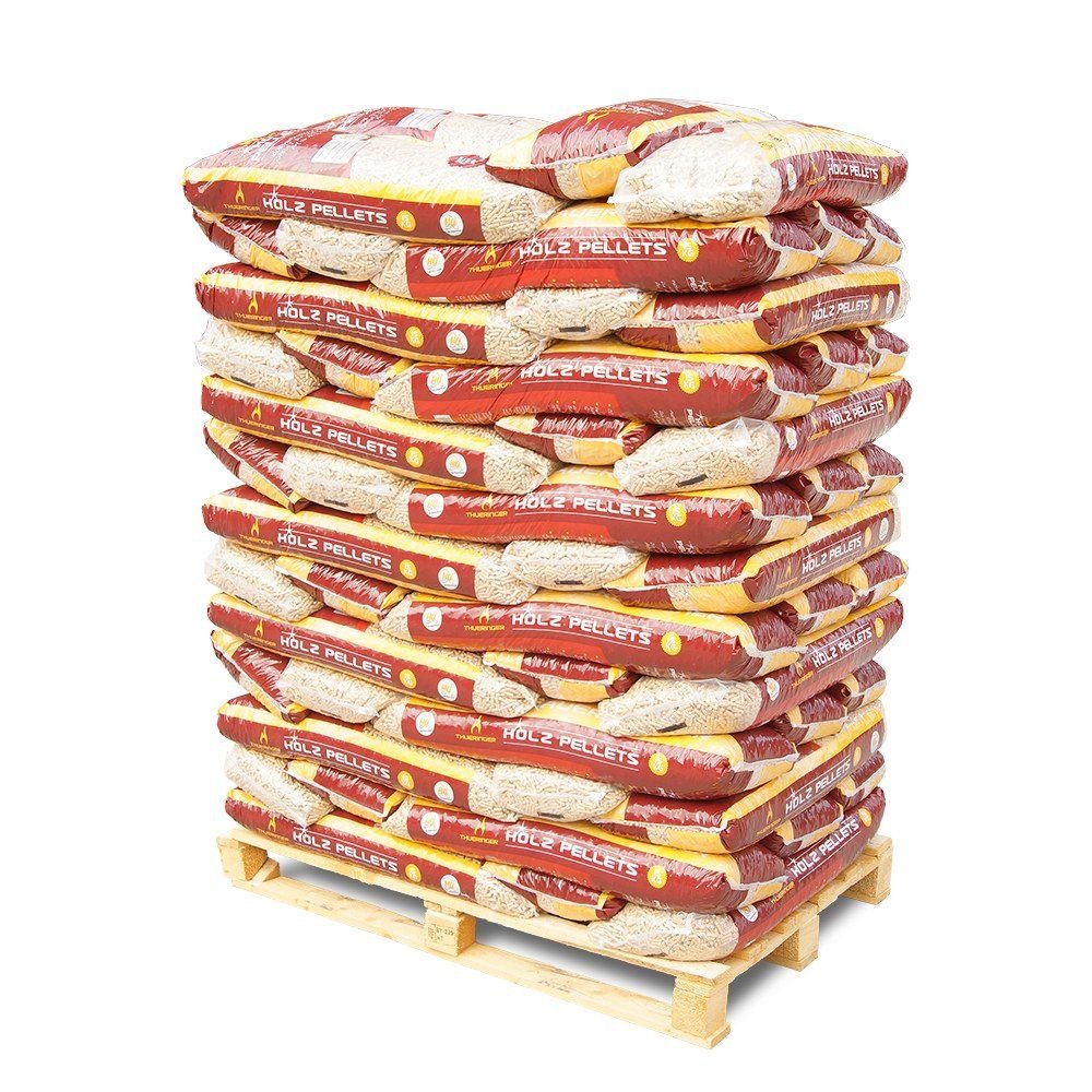 Holzpellets in ausgewählter Ausführung – HD Pellets Thüringer Holzpellets ENplusA1 – 975kg Palette – Produktansicht
