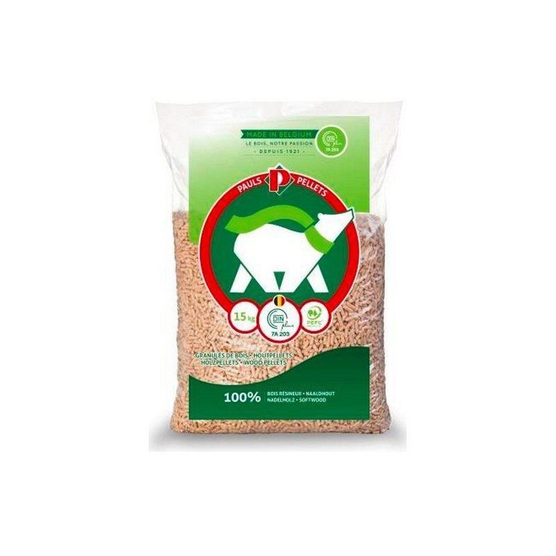 PALETT in ausgewählter Ausführung – Halbe Palette PAULS Holzpellets Pellets 35 Säcke – 525kg – Vorratsvariante – Produktansicht