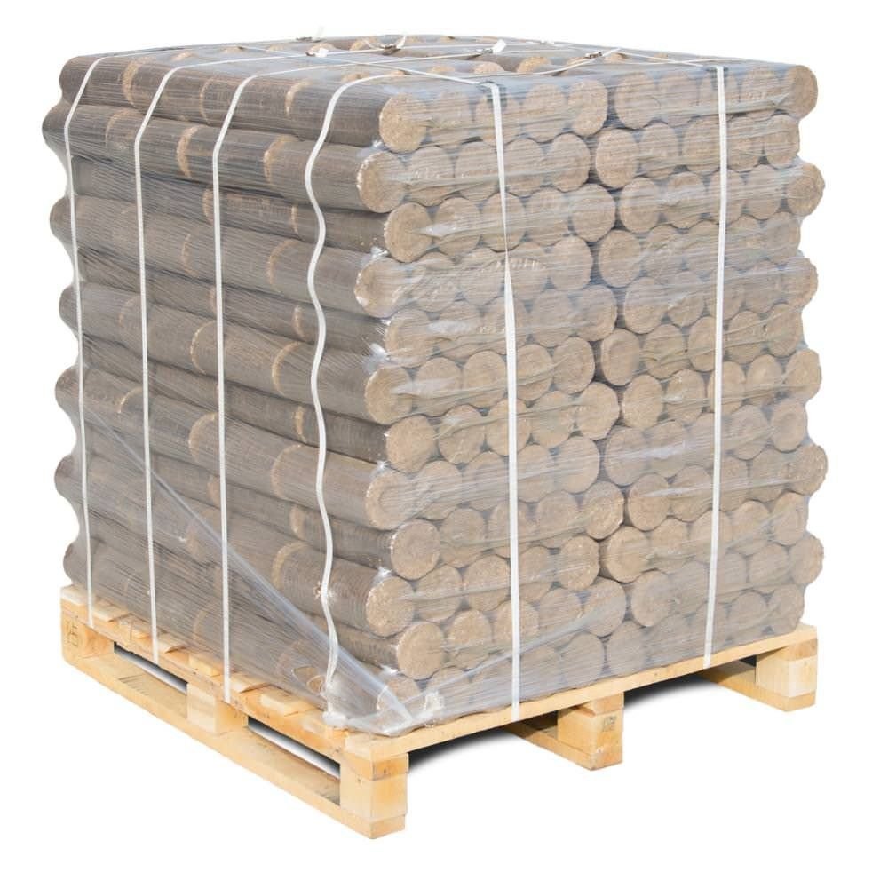 PALETT in ausgewählter Ausführung – PREMIUM Hartholzbriketts rund 960kg Palette – Produktansicht