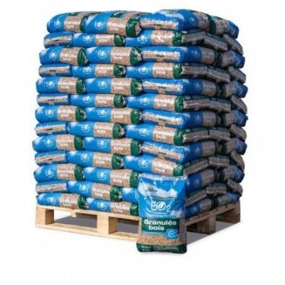 PALETTE MIT BRIKETTS in ausgewählter Ausführung – Granulat HOLZ E02 Palette von 104 Sack 10 kg – Produktansicht