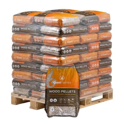 Produktansicht 1 zu Pellets sackware von Giant Flames – Palette Holzpellets 65 Säcke x 15 kg (975 kg)