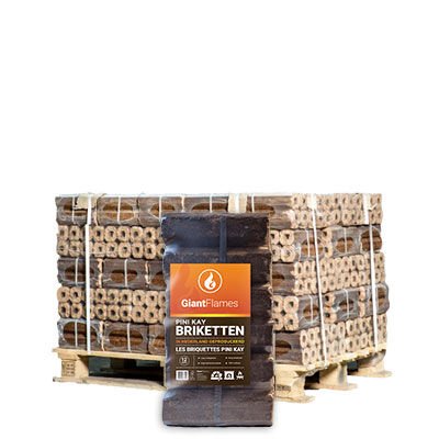 Produktansicht 1 zu Pini Kay Briketts von Giant Flames – Pini Kay Briketts (NL) halbe Palette 48 Säcke x 10 kg (480 kg)