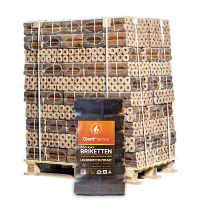 Produktansicht 1 zu Pini Kay Briketts von Giant Flames – Pini Kay Briketts (NL) Palette 96 Säcke x 10 kg (960 kg)