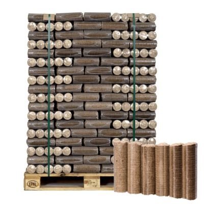 Unsere besten Produkte in ausgewählter Ausführung – Premium-Holzbriketts 960kg auf Palette – Produktansicht